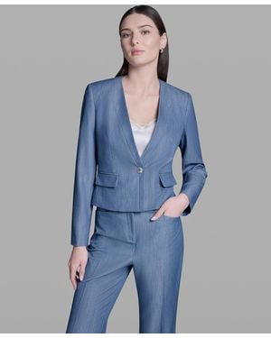 BCBGMAXAZRIA One-button Faux Denim Jacket - Blue
