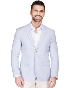 Gino Vitale Slim Fit Linen-blend Blazer - Blue