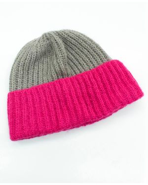 Portolano Colorblock Beanie Hat - Pink