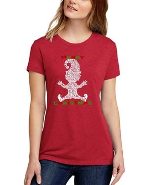 LA Pop Art Christmas Elf Premium Blend Word Art Short Sleeve T-shirt - Red