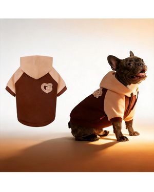 Aronkl Dog Hoodie Stretchy Warm Pet Sweatshirt - Brown