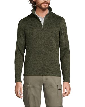 Lands' End Sweater Fleece Quarter Zip Pullover - Green