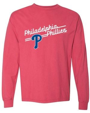 Soft As A Grape Philadelphia Phillies Pigment Dye Long Sleeve T-shirt - Pink