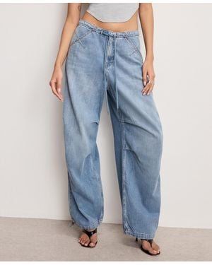 GOOD AMERICAN Lite Linen Denim Parachute Pants - Blue