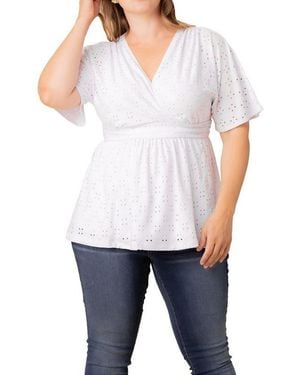 Kiyonna Plus Size Sunny Day Eyelet Top - Black