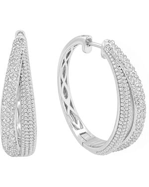 And Now This Crystal Split Texture Hoop Earrings - Metallic