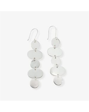 INK+ALLOY Brass Oval Circle Dangle Earring 3.5" - White
