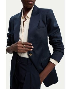 Karen Millen Tailored Linen Single Breasted Blazer - Blue