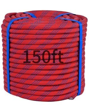 Aofar 150 Feet 3/4 Inch Heavy Duty Climbing Rope Arborist Tree Pulling - Red