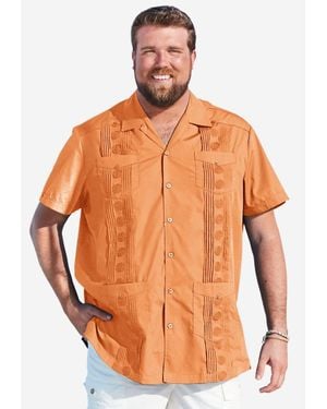 Kingsize Big & Tall Short-sleeve Guayabera Shirt - Orange