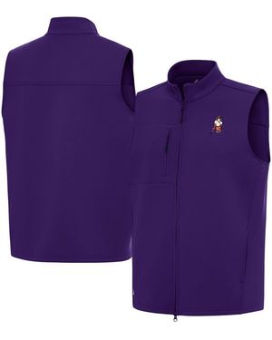 Antigua Clemson Standing Tiger Golf Demand Full-zip Vest - Purple