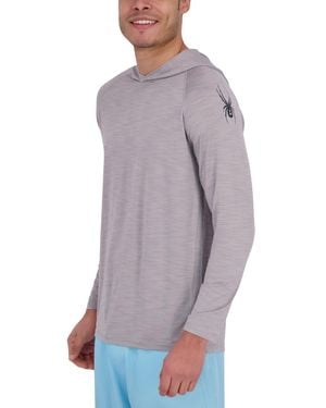 Spyder Long Sleeve Shadow Stripe Rashguard Swim Hoodie - Gray