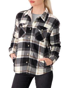 Heat Holders Jacqueline Long Sleeve Plaid Shirt Jacket - Gray