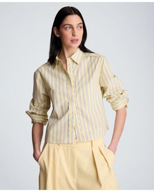 Kenneth Cole Bias Piping Cropped Long-sleeve Shirt - Natural