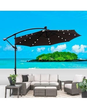 Streamdale Furniture Streamdale 10ft Solar Led Patio Umbrella - Blue