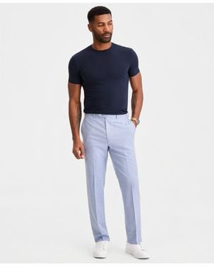 Michael Kors Classic-fit Sharkskin Dress Pants - Blue