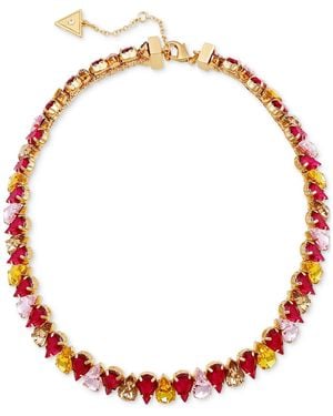 Guess Faceted Crystal Collar Necklace - Red