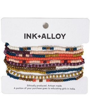 INK+ALLOY Ink+alloy Sage 10 Strand Beaded Stackable Stretch Bracelets - White