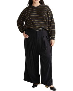 UNIVERSAL STANDARD Plus Size Maine Stretch Flannel Shirt - Black