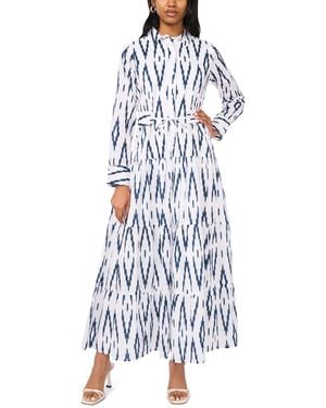Msk Self Belt Long-sleeves Maxi Dress - White