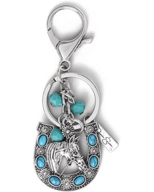 Jessica Simpson Horseshoe Star Keychain With Turquoise Charms - Blue