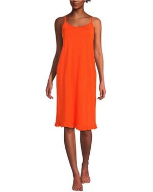 Lands' End Cooling Knee Length Slip Nightgown - Red