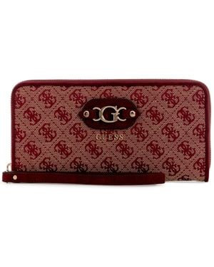Guess Samantha Small Zip Around Wallet - Red