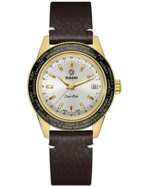 Rado Swiss Automatic Captain Cook Over-pole Interchangeable Brown Leather Strap Watch 39mm - Gray
