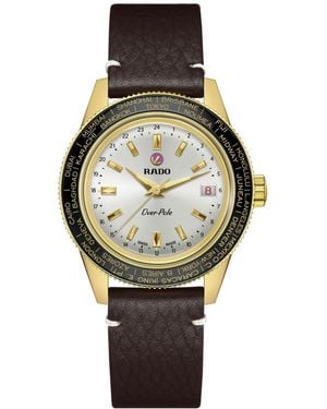 Rado Swiss Automatic Captain Cook Over-pole Interchangeable Brown Leather Strap Watch 39mm - Gray