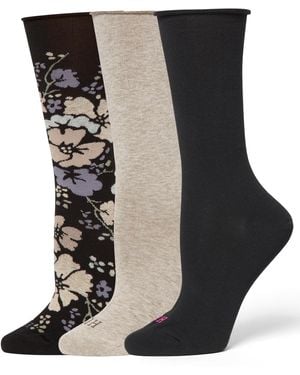 Hue Roll Top Socks 3-pk U6487mp - Black