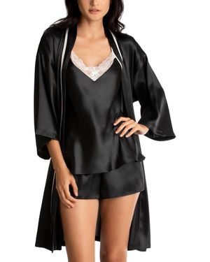 Linea Donatella Bride Satin Wrap Robe - Black