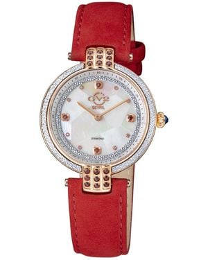 Gevril Matera Swiss Quartz Italian Suede Strap Watch 35mm - Red