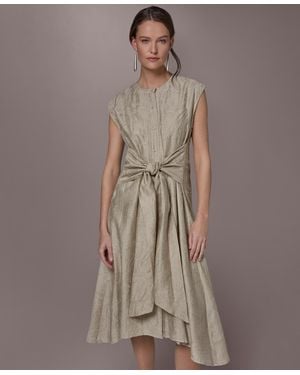 Donna Karan Embroidered Belted Dress - Brown