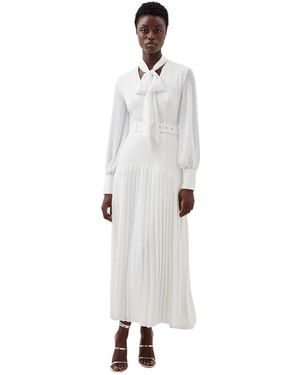 Karen Millen Jersey Ponte Georgette Mix Midi Dress - White