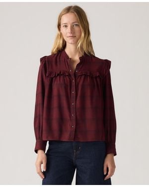 Levi's Gianna Long Sleeve Ruffle Trim Blouse - Red