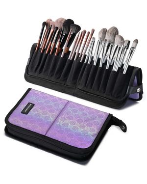 Byootique Makeup Brush Holder Bag Foldable Cosmetic Case Forgetmenot - Purple