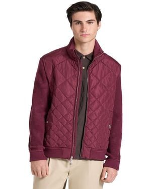 Ted Baker Holborn Quilted Sweater Zip-front Jacket - Red