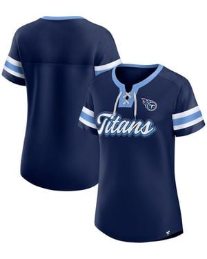 Fanatics Â Tennessee Titans True Catch Iconic Rhinestone Bling Athena Lace-up T-shirt - Blue