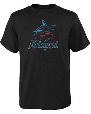 Outerstuff Big Boys And Girls Miami Marlins Logo Primary Team T-shirt - Black