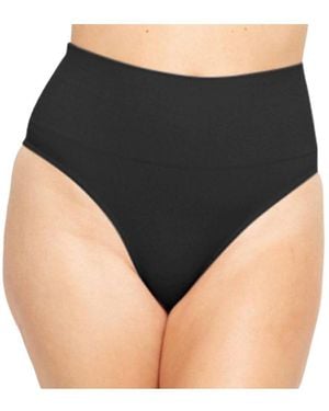 Mindd Plus Size High Rise Shaping Thong - Black
