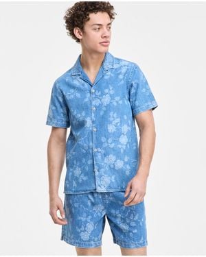 Sun & Stone Sun + Stone Denim Floral Shirt - Blue