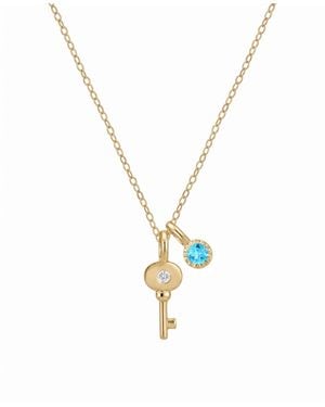 Macy's Blue Topaz And Diamond Accent Key Pendant (1/10 Ct. T.w. - Metallic