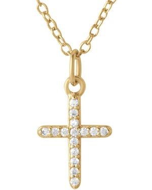 Vincero Pave Cross Necklace – Sapphire Pendant - Metallic