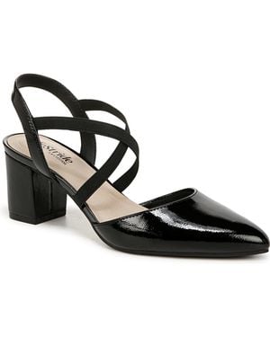 LifeStride April Block Heel Ankle Strap Slingback Pumps - Black