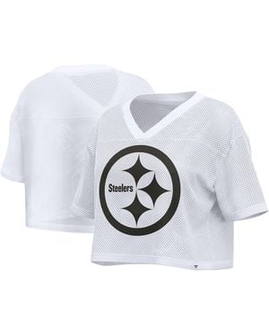 Fanatics Pittsburgh St-shirtlers Oversized Mesh Cropped V-neck Jersey - Gray