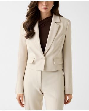 Guess Leila Single-breasted Cropped Blazer - Natural