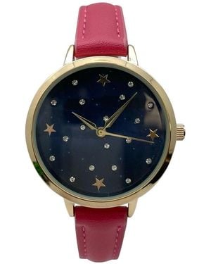 Olivia Pratt Stars And Rhinestones Faux Leather Watch - Blue