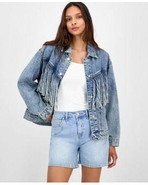 And Now This Now This Fringed Denim Jacket Pxs 4x Macys Exclusive - Blue