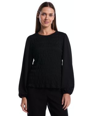 Rafaella Long-sleeve Puff-sleeve Blouse - Black