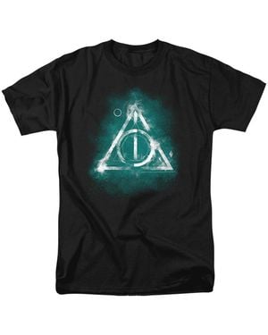 Harry Potter Geometric Deathly Hallows T Shirt - Black